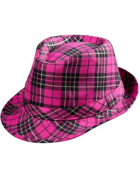 Tartanmønstret Rosa Fedorahat