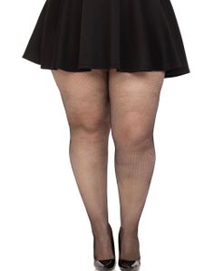 Svart Spandex Mikronet Strømpebuks – Plus Size