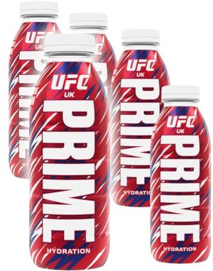 12 st Prime Hydration UFC UK Bottle - Sukkerfri og Koffeinfri Sportsdrik - Hel Kasse 6 Liter (UK Import)