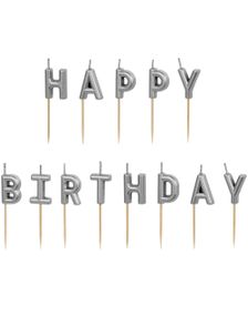 Happy Birthday Kakelys 2,5 cm - Sølvfarget