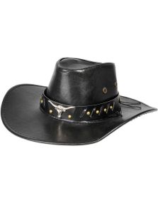 Sort Cowboyhat med Okse Emblem