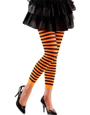 Stribet Sort og Orange Tights