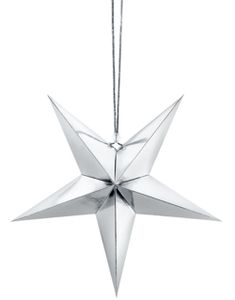 Sølvfarvet Papirstjerne 30 cm