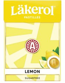 Läkerol Lemon Sugarfree / Sukkerfrie Pastiller med Sitronsmak 25 gram