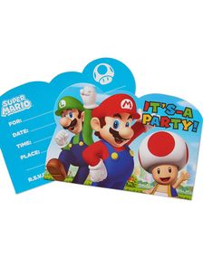 8 stk. Invitationer - Super Mario Party
