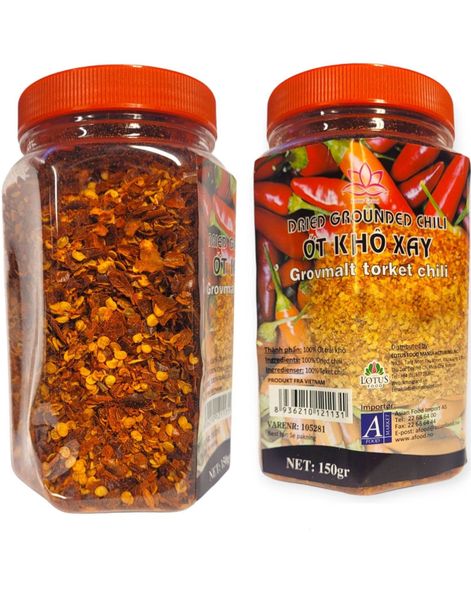 Dried Grounded Chili - Tørret Grovmalt Chili - Lotus Grand 150 gram (Vietnam)
