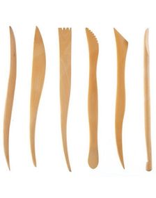 Wooden Sculpting Tools Sæt - 6 stk (Modellering Værktøj til Teatersminke)
