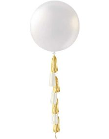 1 stk 91 cm - Perlehvid Ballon med Ballonhale 