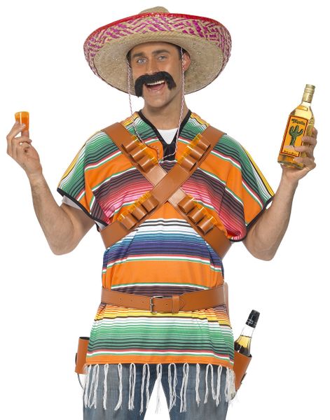 Mexicaner Poncho med Bælter og Shotglas-Holdere