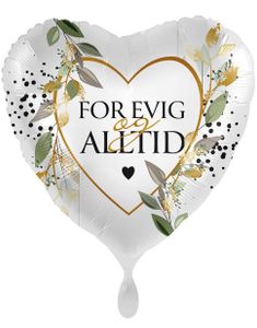 Hjerteformet "FOR EVIG og ALTTID" Floral Folieballon 43 cm