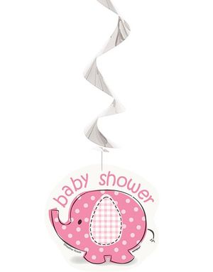 3 stk Hængende Dekorationer 65 cm - Babyshower Pink Elephant