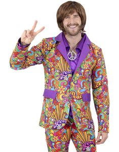 60's Fargerik Peace Hippie Kostymejakke til Herre