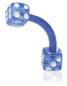Banan Øjenbrynspiercing i Blå med Terninger 1.2 x 8 mm