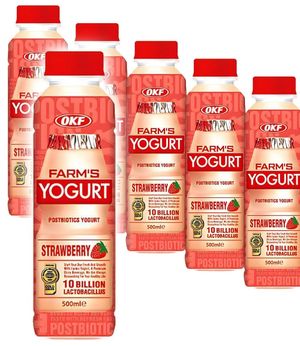 20 stk OKF Farm's Yoghurt Jordbær - Drikke Yoghurt Med Jordbærsmag - Hel Kasse 20x350 ml (Korea)