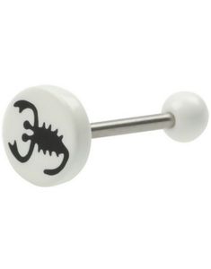 Tungepiercing med Hvide Kugler & Skorpion