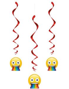 3 stk Hengende Swirl Dekorasjoner -Regnbue Emoji