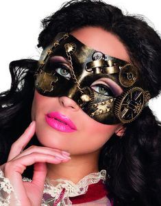 Steampunk Øjenmaske i Sort og Guldfarvet