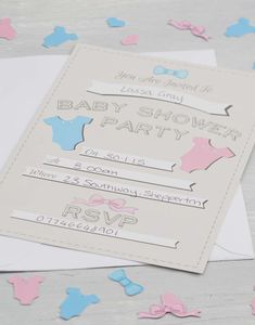 10 stk Invitationer - Babyshower - Baby Girl or Baby Boy