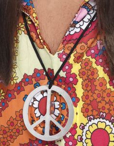 Sølvfarvet Hippie Peace kostumesmykke