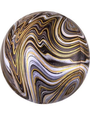Brun, Hvit og Gullfarget Marble Metallisk Orbz / Ballongboble 38 cm