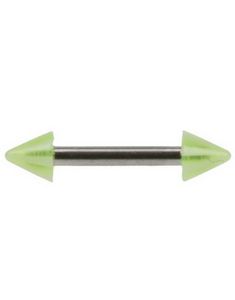 Venstre Øjenbrynspiercing med Stribet Grønne og Hvide Spike Kugler - 1.2 x 8 mm