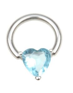 BCR Piercing med Hjerteformet Lyseblå Sten