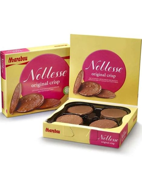 Marabou Noblesse Original - Tynde Runde Mælkechokoladeplader med Sprødhed 150 gram