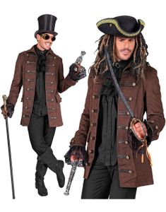 Pirat/Steampunk Frakk Kostyme til Herre