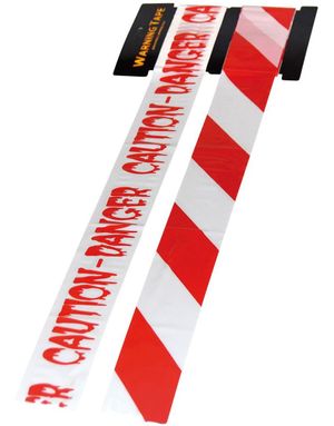 "Caution-Danger" og Striber - Afspærringsbånd i Plast 6 meter 2 Pk.