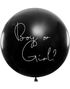 Sort Boy or Girl? Ballon med Blå Konfetti 1 meter
