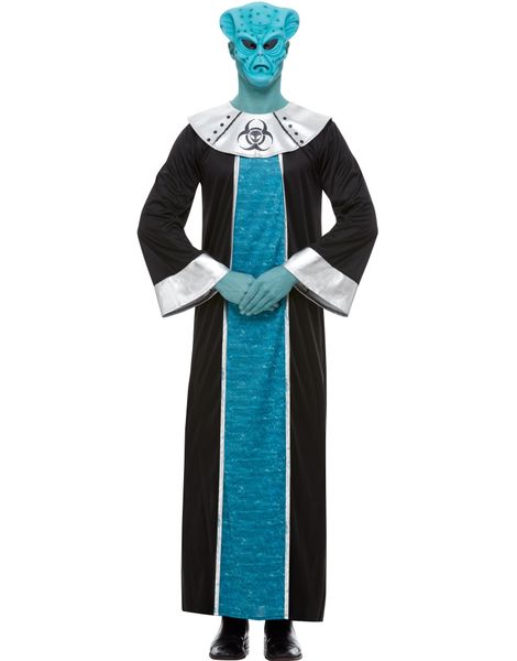 Sort og Blåt Alien Kostume til Mand med Maske