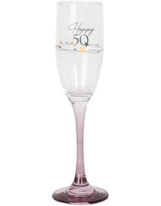 Happy 50 - Champagneglass med Rosa Stett