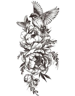 Flowers & Birds (Fake Tattoo)