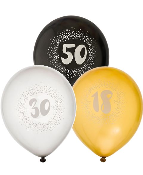 VÆLG BLANDT 7 TAL - 6 stk Balloner 30 cm