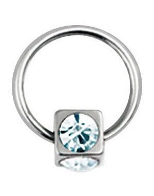Terning m/Hvide Sten BCR Piercing