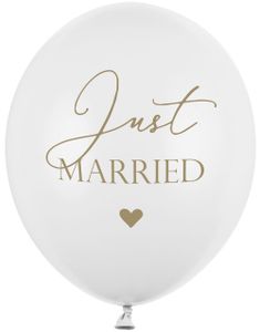 6 stk 30 cm Bryllupsballonger "Just Married"