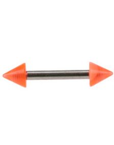 Højre Øjenbrynspiercing med UV Orange Spike Kugler - 1.2 x 8 mm