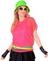 Rosa UV Neon Fishnet T-Skjorte til Dame