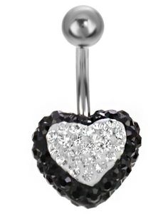 Celebrity Heart Navlepiercing - Sort/Hvid