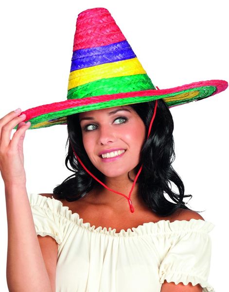Flerfarvet Sombrero Stråhat 49 cm