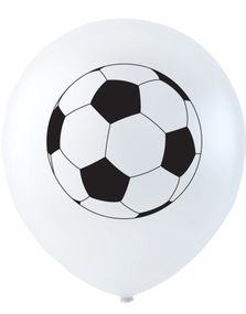 6 stk 26 cm - Hvide Balloner med Fodbolde