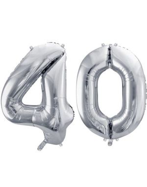 40 år balloner - 35 cm sølv