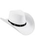 Hvid Cowboyhat med Sort Bånd og Nitter