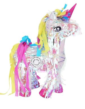 Flerfarget Iriserende Enhjørning Pinata 25x41 cm