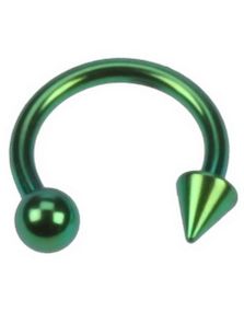 Rund med Bold & Spike - 1.2 x 8 mm Grøn Øjenbrynspiercing