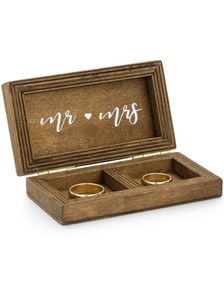 Brun Treboks med Tekst til Ringer - Ringpute 10x5 cm