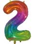 Tallet 2 - STOR Metallisk Regnbuefarget Folieballong - 76 cm