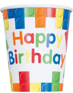 8 stk Pappkopper med LEGO Inspirerte Byggeklosser 270 ml - Building Blocks Birthday