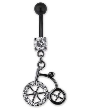 Navlepiercing med Sort Cykel & Sten