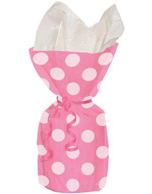 20 stk Rosa Polka Dot Godteposer med Hvide Prikker